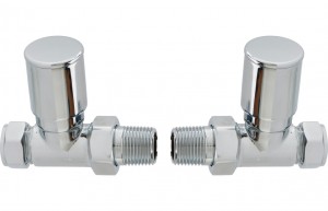 Patterned Chrome Radiator Valves - Straight [PLUM103014]