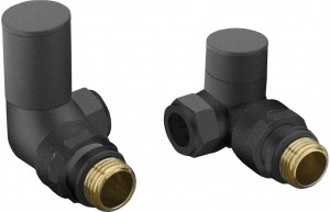 Patterned Anthracite Radiator Valves - Corner [PLUM103017]