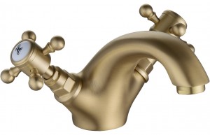 Bergamo Basin Mixer & Pop Up Waste - Brushed Brass [PLUM106803]