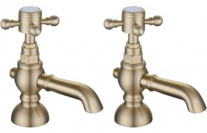 Bergamo Basin Pillar Taps - Brushed Brass [PLUM106800]