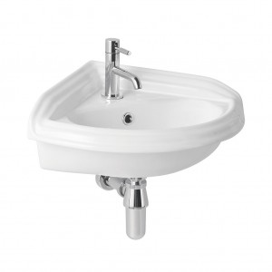 Eastbrook 26.0024 Tamarind Wall Mounted Cloakroom Offset Corner Basin 525mm 1 Taphole White (Brassware NOT Included)