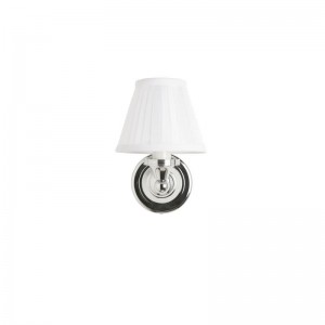 Burlington ELBL12 LED Round Base Wall Light Chrome & White Fine Pleated Shade