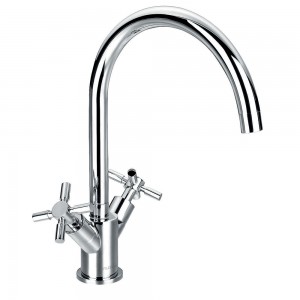 Flova XLKITCH XL 2-Crosshead Handles Swivel Spout Kitchen Mixer Chrome