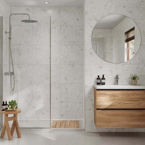 MultiPanel TILE Wall Panel Hydrolock T&G Large 2400 x 598 x 11mm White Terrazzo [MT020ST1001]