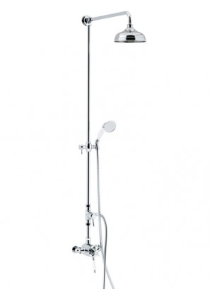 Heritage SDCDUAL07 Dawlish Exposed Shower with Premium Fixed Riser Kit & Diverter to Handset Kit Chrome