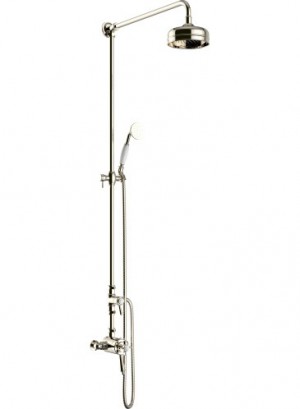 Heritage SDCDUAL08 Dawlish Exposed Shower with Premium Fixed Riser Kit & Diverter to Handset Kit Vintage Gold