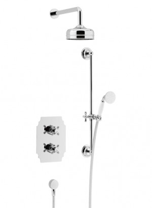 Heritage SHDDUAL05 Hartlebury Recessed Shower with Premium Fixed Head & Flexible Riser Kit Chrome