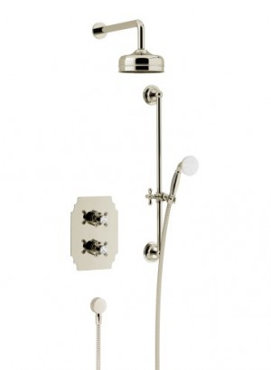 Heritage SHDDUAL06 Hartlebury Recessed Shower with Premium Fixed Head & Flexible Riser Kit Vintage Gold