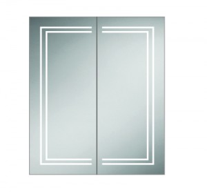 HIB 49500 Edge 60 Aluminium Mirrored Cabinet 700 x 600mm 