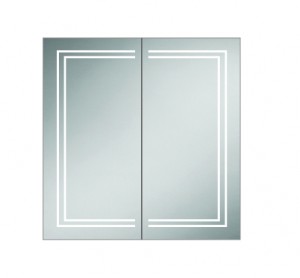 HIB 49600 Edge 80 Aluminium Mirrored Cabinet 700 x 800mm