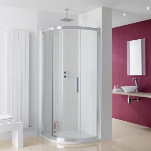 Lakes 8HRSD080S&8HRSDDG Coastline Sorong Quadrant Single Slider Door 800x2000mm Polished Silver Frame