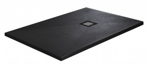 Just Trays Natural Flat to Floor Rectangular Shower Tray 1000x900mm Haworth Matt Black [NTL1090010]