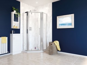 Lakes Classic Pentagon Framed Bi-Fold Door 1850 x 700mm White (Side Panels NOT Included) [LK1B070W]