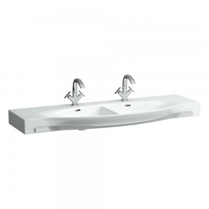 Laufen 14706WH Palace Double Countertop Washbasin with Towel Rail 1500x510x165mm White/Chrome
