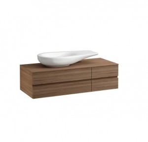 Laufen 241610976301 Alessi 4-Drawer Vanity Unit 1200x330x500mm Noce Canaletto - Real Wood Veneer (Basin NOT Included)