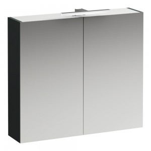 Laufen 4028221102661 Base Double Door Mirrored Cabinet with Light & Shaver Socket 800x700x180mm Traffic Grey