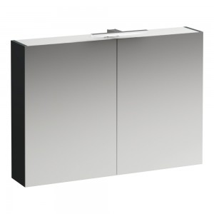 Laufen 4028721102661 Base Double Door Mirrored Cabinet with Light & Shaver Socket 1000x700x180mm Traffic Grey