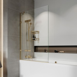 Roman - Liberty 10mm Outward Hinged Bath Screen - Brushed Brass [TLBV13BR]