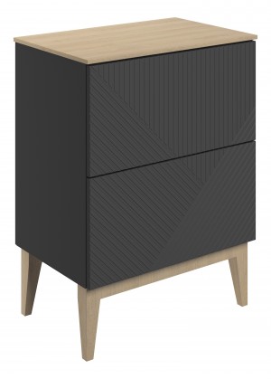 Liro Floor Standing Basin Unit (2 Drawer) 610mm with Worktop Matt Graphite Grey [PLUM108504]