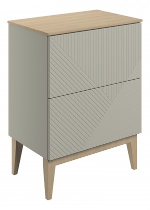 Liro Floor Standing Basin Unit (2 Drawer) 610mm with Worktop Matt Oat [PLUM108503]
