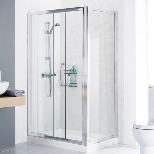 Lakes LKV2S100W Classic 6mm Semi-Frameless Slider Shower Door 1000x1850mm White Frame (Side Panel NOT Included)