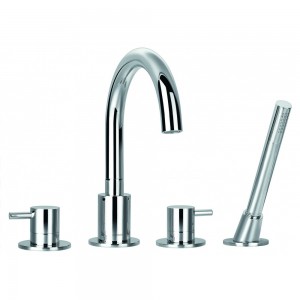 Flova LV4HBSM Levo 4-Hole Deck Mounted Bath & Shower Mixer/Shower Set Chrome