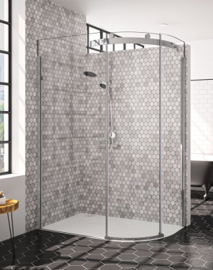 MERLYN M10148HBL Series 10 Single Door Offset Quadrant with Shower Tray 1400x800mm Clear Glass Left Hand 