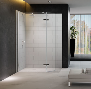 MERLYN M8SW1000HB Series 8 Wetroom - Walk-In with Hinged Swivel Panel 1000+350+900mm & Shower Tray 1600x900mm