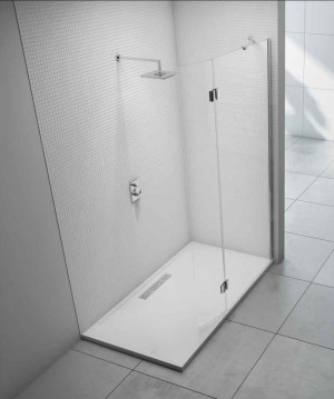 MERLYN M8SWC700 Series 8 - Showerwall with Curved Hinged Panel 700mm