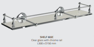 Miller 602C Stockholm Clear Glass Shelf 500mm Chrome