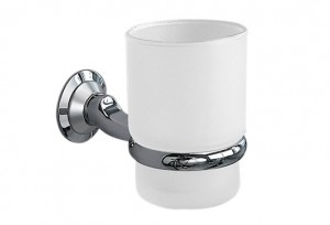 Miller 6303C-S Metro Frosted Glass Tumbler & Holder 100mm Chrome