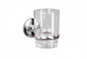 Miller 8003C Oslo Clear Glass Tumbler & Holder 95mm Chrome