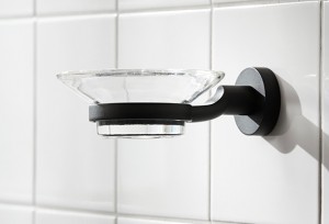 Miller 8704B Bond Full-Fix Clear Glass Soap Dish & Holder Matt Black