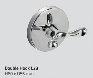 Miller L23 Lily Double Robe Hook 55x60mm Chrome