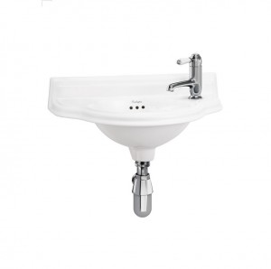 Burlington P13R Cloakroom Curved Basin 495 x 255mm 1 Right Hand Taphole White