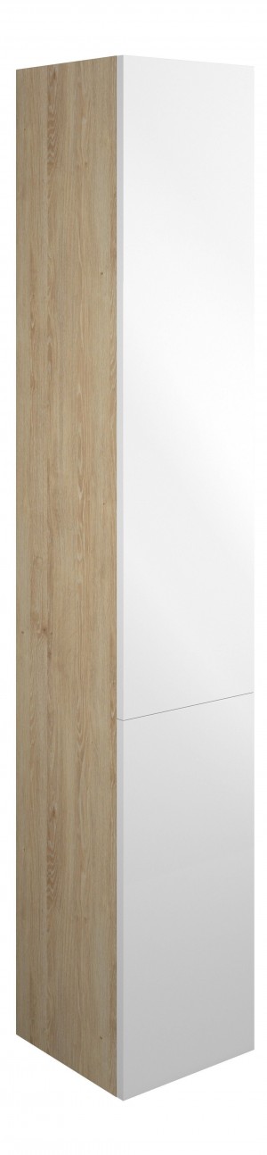 Adula Tall Unit (2 Door) 1760mm White Gloss (Oak Cabinet) [PLUM110396]