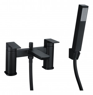 Benevento Bath & Shower Mixer Tap with Wall Bracket Matt Black [PLUM105794]