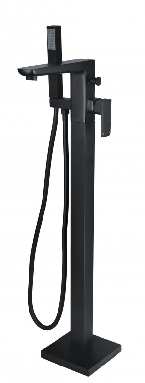 Benevento Floor Standing Bath & Shower Mixer Tap Matt Black [PLUM105798]
