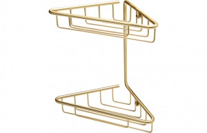 Este 2-Tier Corner Shower Caddy 210 x 195mm Brushed Brass [PLUM105487]