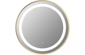 Halano Round Front-Lit LED Mirror 600mm Brushed Brass [PLUM106253]