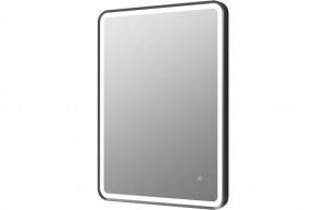 Isili Rectangular Front-Lit LED Mirror 600mm Matt Black [PLUM106270]