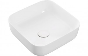 Lucca Ceramic Square Washbowl & Waste 400mm Matt White [PLUM104931]