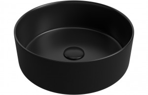 Lucca Ceramic Round Washbowl & Waste 355mm Matt Black [PLUM100510]