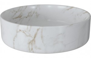 Lucca Ceramic Round Washbowl & Waste 355mm Marble Effect [PLUM104040]