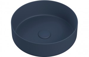 Lucca Ceramic Round Washbowl & Waste 355mm Matt Deep Blue [PLUM105577]