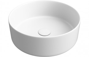 Lucca Ceramic Round Washbowl & Waste 355mm Matt White [PLUM100508]