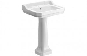 Salerno 600mm Basin & Full Pedestal (1TH) White [PLUM1819]