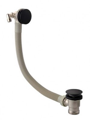 The White Space Overflow Bath Filler with Sprung Plug Waste - Matt Black [PZB1B]