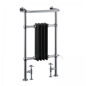 Burlington R2CHRBLA Bloomsbury Towel Radiator 950 x 497mm 1518btu/356w Chrome & Matt Black