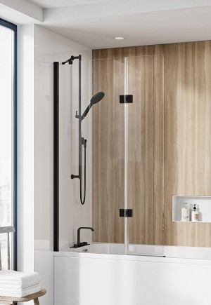 Roman - Innov8 Outward Hinged Bath Screen Left Hand -Matt Black [N2BV213BL]